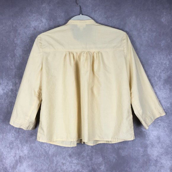 J. Jill Button Up Top Cotton‎ Yellow Mandarin Collar Size SP - Picture 6 of 9
